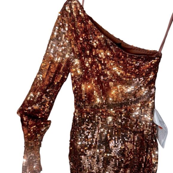 NWT MAC DUGGAL Sparkling Asymmetrical Neckline One-shoulder Evening Dress Sz 8 - Picture 7 of 10